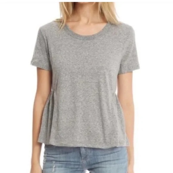 Current/Elliott Size 0/XS Gray Scoop Neck Peplum Ruffle Tee - Picture 1 of 5
